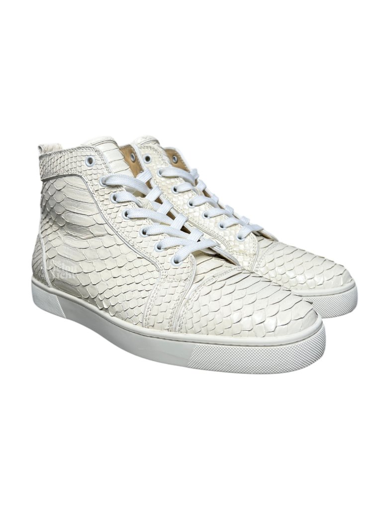 Size 10.5 Christian Louboutin Louis Orlato Flat Python Sneaker 'Ivory' Pre-Owned